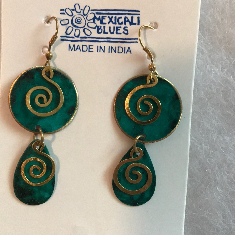 Boho Blue Shell Gold Filigree
